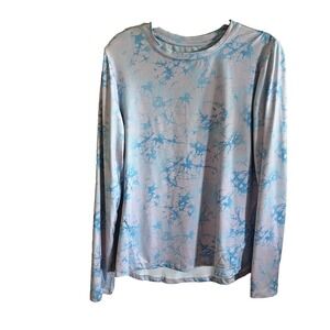 Enlighten Tie Dye Long Sleeve Pink Blue athleisure Thumbholes Sz M Boho Stretch